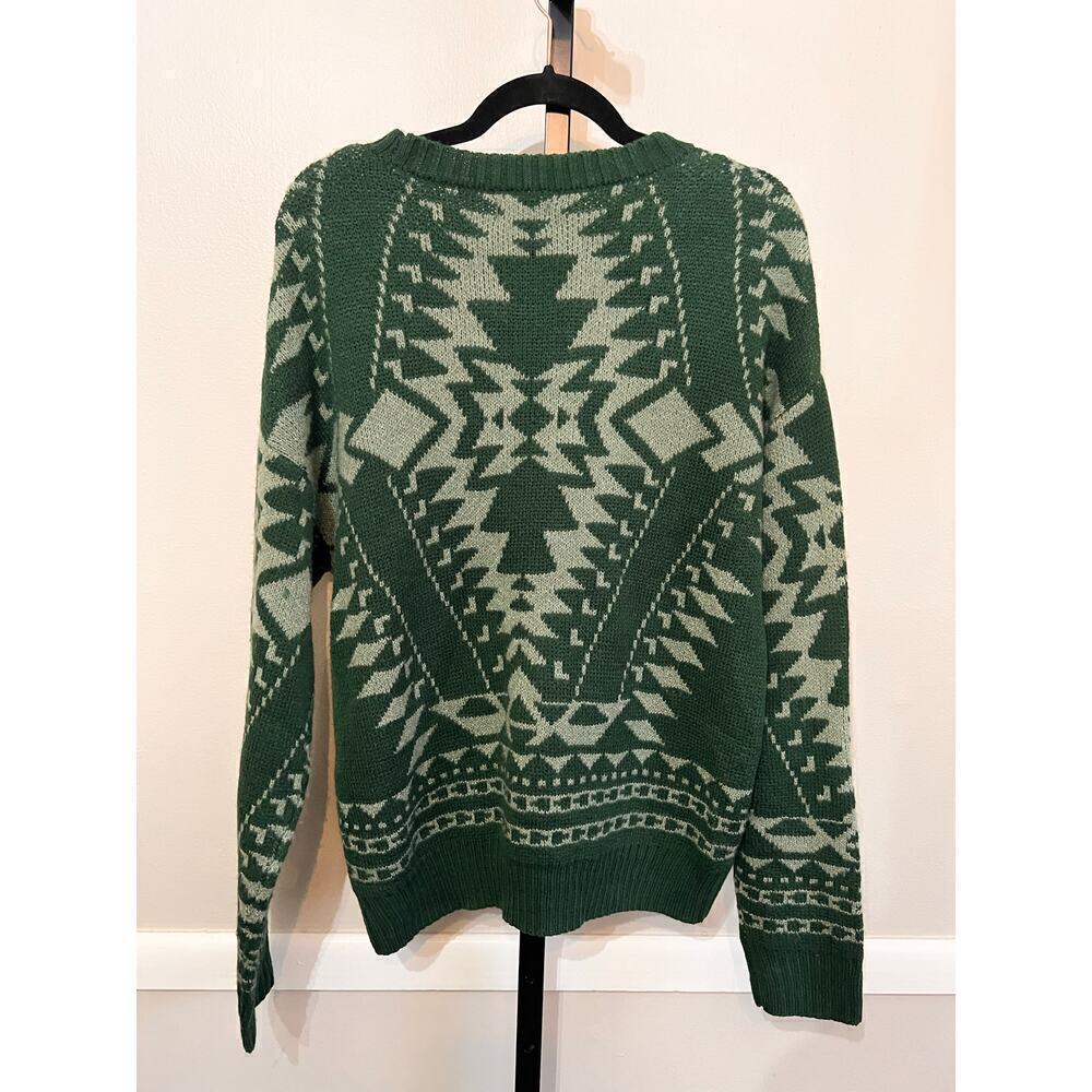 ☀️NWT Wonderly Sweater Crew Neck Long Sleeves Tribal Print Knit Green Womens XL - Picture 5 of 8